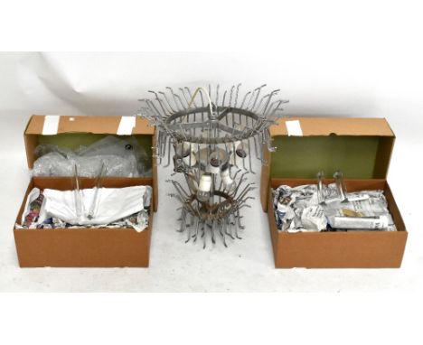 A circa 1970s chrome ceiling light with glass droplets, height of fitting without droplets 50cm.Additional InformationThere a