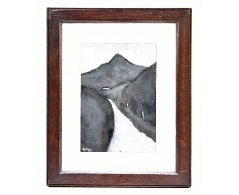 WYN HUGHES; acrylic, cottage in a valley, signed lower left, 21 x 14.5cm, framed and glazed. (D)Additional InformationA few l