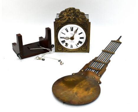 YVES Á AURAY; a late 19th century French Comptoise wall clock, with enamelled Roman numeral dial and movement striking on a g