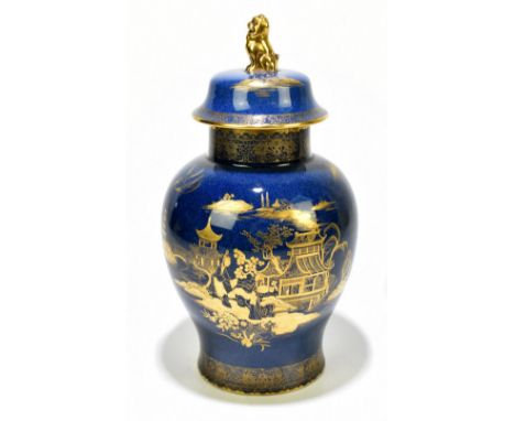 WILTSHAW &amp; ROBINSON; a Carlton Ware temple jar and cover decorated in 'Mikado' pattern, blue painted marks to the undersi