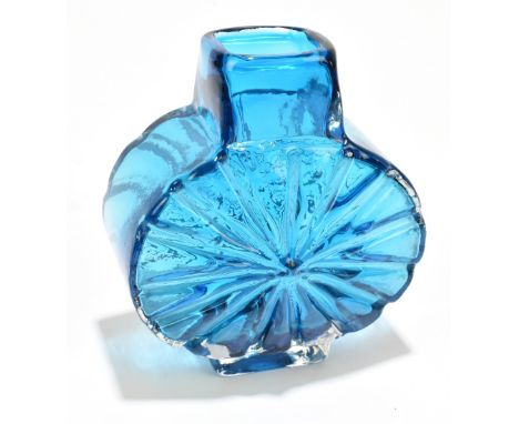 GEOFFREY BAXTER FOR WHITEFRIARS; a sunburst vase decorated in the Kingfisher blue colourway, height 15cm.Additional Informati