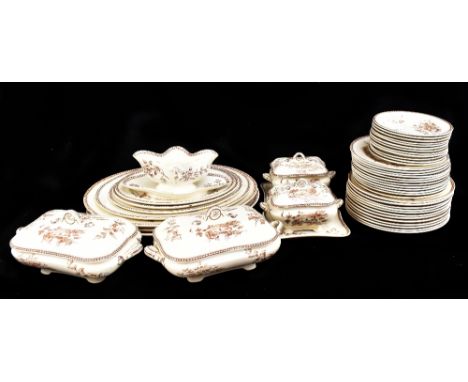 A late Victorian Aesthetic design forty-seven piece 'Seasons' pattern part dinner service comprising twelve dinner plates, tw