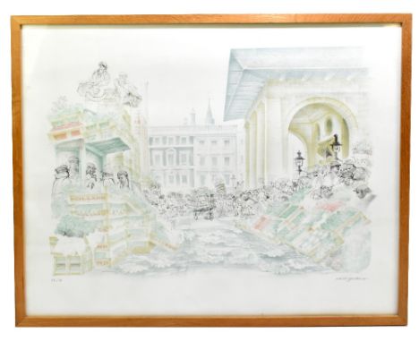 DAVID GENTLEMAN (born 1930); pencil signed limited edition print ‘Covent Garden’ numbered 58/70, 50 x 60cm, framed and glazed