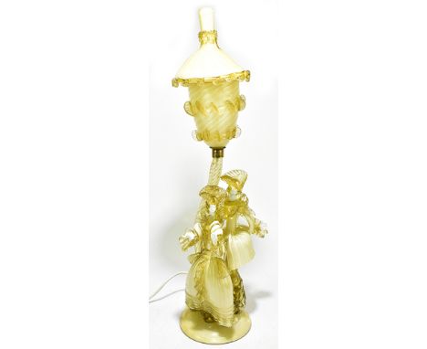 GIANCARLO TOFFOLO MURANO; a light green tinted glass figural lamp with label, height approx 67.5cm.Additional InformationSome