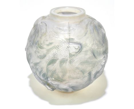 RENÉ LALIQUE (1860-1945); a globular glass vase 'Formose', signed R. Lalique France to the underside, height 17cm.Additional 