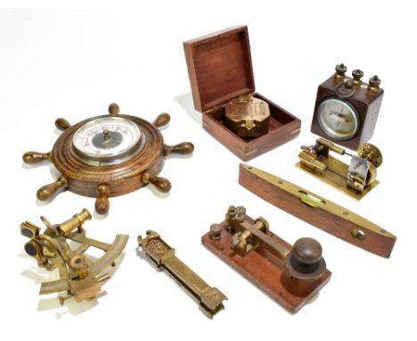 EDISON &amp; SWAN; a mahogany cased ampmeter number 25570 and dated 1919, with a Stanley of Teddington lacquered brass and ma