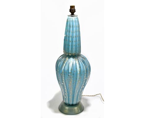 MURANO; a large glass lamp with internal and moulded decoration with aventurine highlights, with original shade, height exclu