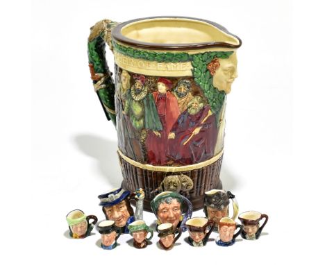 ROYAL DOULTON; a large limited edition jug ‘The Shakespeare Jug’, numbered 709/1000, height 27cm, together with three small R