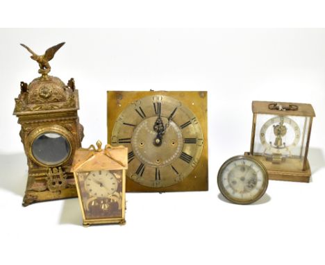 A 19th century brass eight day longcase clock movement and dial, with Roman numeral chapter ring and movement striking on a b