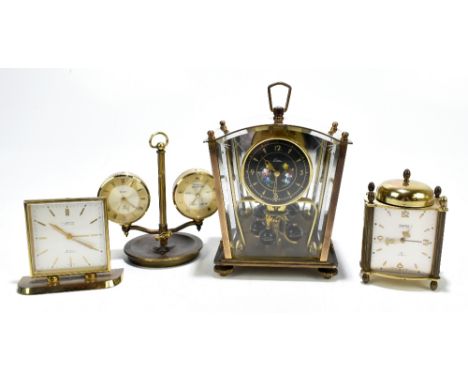 SWIZA; a 1970s combination mantel clock/barometer, height 13cm, a similar seven jewel eight day mantel clock, height 11cm, a 