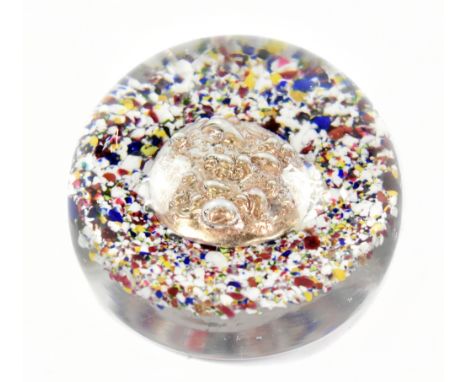 PAUL YSART; a glass badge paperweight with scrambled detail surrounding the central badge, unsigned, diameter 6.5cm.Additiona