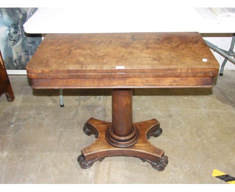 A Victorian mahogany fold-over card table, 91cm.