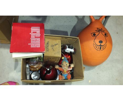 A 1970's space hopper, an L G Hawkins Bakelite 'Supreme' hair dryer and miscellaneous items.