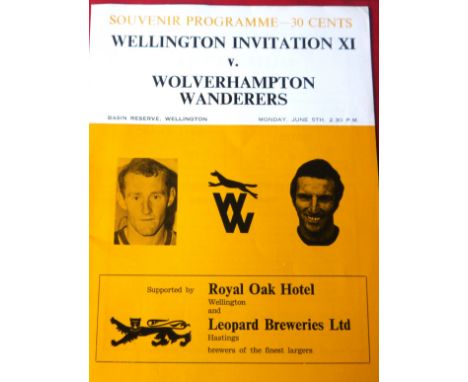 1972 WELLINGTON INVITATION XI ( NEW ZEALAND ) V WOLVERHAMPTON WANDERERS
End of season tour programme 5th June 1972 played at 