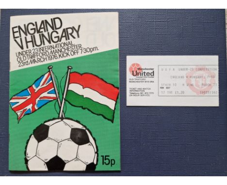 1976 ENGLAND V HUNGARY U23 INTERNATIONAL PROGRAMME &amp; TICKET PLAYED AT MANCHESTER UNITED
Ref SL