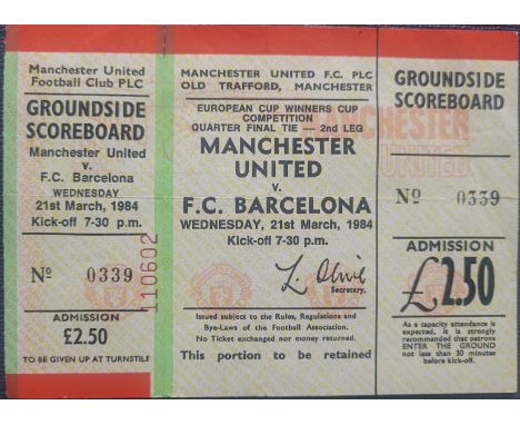 1983-84 MANCHESTER UNITED V BARCELONA EUROPEAN CUP WINNERS CUP UNUSED TICKET
Unused "Rookie" Diego Maradona English match. Di