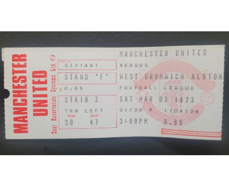 1972-73 MANCHESTER UNITED V WEST BROMWICH ALBION TICKET
Ref SM