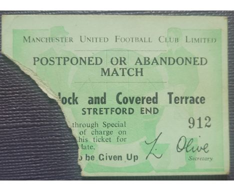 1961-62 MANCHESTER UNITED V ARSENAL FA CUP 4TH ROUND TICKET
Ticket was inside rearranged programme 31st Jan 1962
Torn on entr