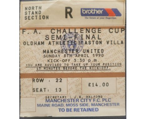 1990 FA CUP SEMI-FINAL OLDHAM ATHLETIC V MANCHESTER UNITED TICKET
Corner fold
Ref MS