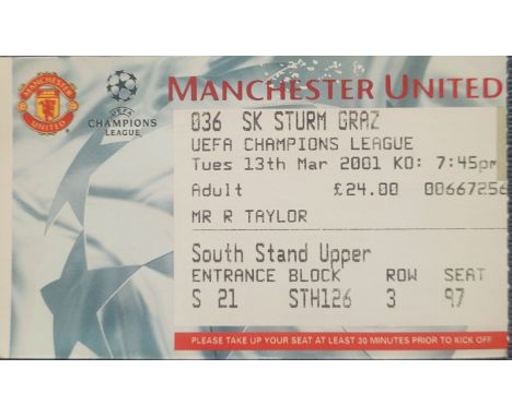 2000-01 MANCHESTER UNITED V SK STURM GRAZ CHAMPIONS LEAGUE TICKET
Ref MS