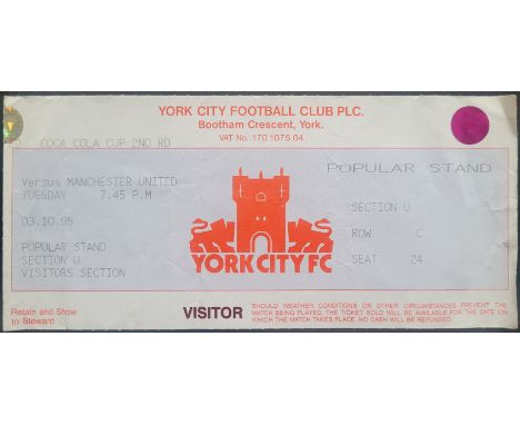 1995-96 YORK CITY V MANCHESTER UNITED LEAGUE CUP TICKET
Ref BF