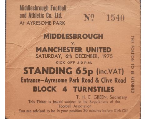 1975-76 MIDDLESBROUGH V MANCHESTER UNITED TICKET
Folds
Ref DT