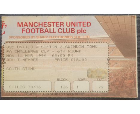 1995-96 MANCHESTER UNITED V SOUTHAMPTON FA CUP TICKET
Slight fold
Ref MS