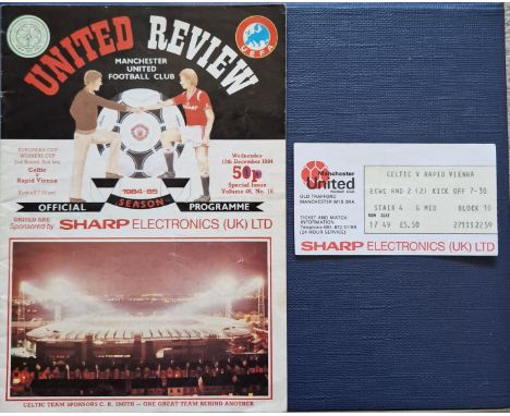 1984-85 CELTIC V RAPID VIENNA AT MANCHESTER UNITED PROGRAMME, TICKET &amp; CELTIC TEAM SHEET&nbsp;
Ref IOW