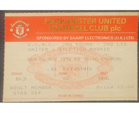 1991-92 MANCHESTER UNITED V ATLETICO MADRID ECWC TICKET
Ref MS