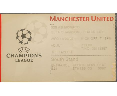 1997-98 MANCHESTER UNITED V AS MONACO CHAMPIONS LEAGUE TICKET
Slight fold
Ref MS