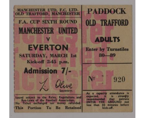 1968/69 F.A. CUP MANCHESTER UNITED V EVERTON TICKET
Ref. T.