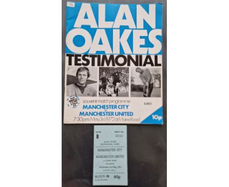 1971-72 MANCHESTER CITY V MANCHESTER UNITED ALAN OAKES TESTIMONIAL PROGRAMME &amp; TICKET&nbsp;
Ref SL