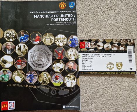 2008 CHARITY SHIELD MANCHESTER UNITED V PORTSMOUTH PROGRAMME &amp; TICKET
Programme with corner fold, Ticket very good
Ref SL
