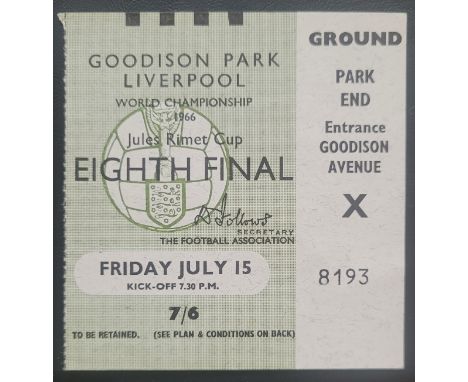 1966 WORLD CUP HUNGARY V BRAZIL TICKET
Good condition
Ref BF