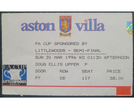1995-96 FA CUP SEMI-FINAL CHELSEA V MANCHESTER UNITED AT VILLA PARK TICKET&nbsp;
Slight fold
Ref BF