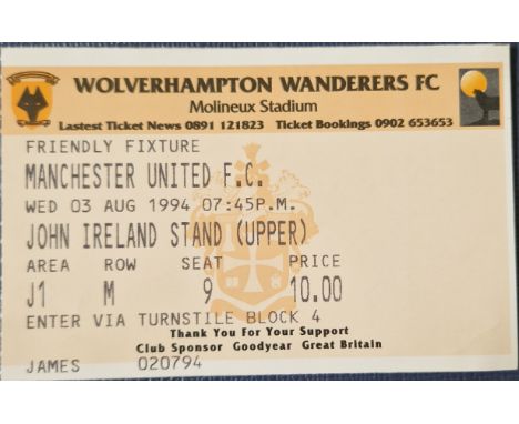 1994 WOLVERHAMPTON WANDERERS V MANCHESTER UNITED FRIENDLY TICKET
Ref KJ