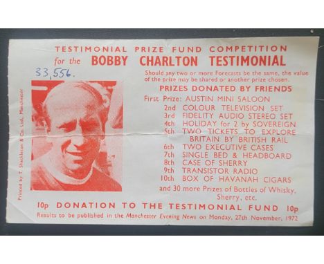 MANCHESTER UNITED BOBBY CHARLTON TESTIMONIAL PRIZE DRAW TICKET&nbsp;
Ref SM
