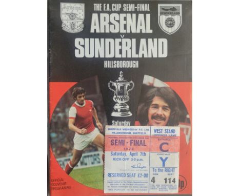1973 FA CUP SEMI-FINAL ARSENAL V SUNDERLAND AFC PROGRAMME &amp; TICKET
Ticket with slight fold
Ref SM