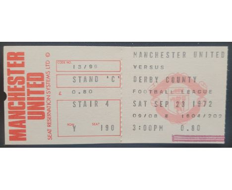 1972-73 MANCHESTER UNITED V DERBY COUNTY TICKET
Ref SM