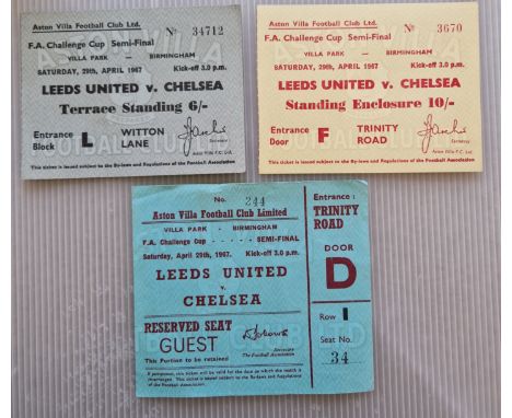 1967 FA CUP SEMI-FINAL LEEDS UNITED V CHELSEA AT VILLA PARK 3 DIFFERENT STYLE TICKETS
Ref PF
