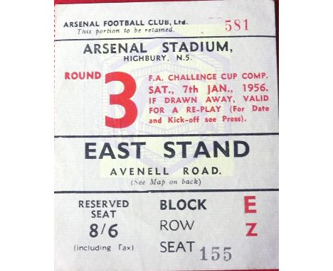 1955-56 ARSENAL V BEDFORD TOWN FA CUP TICKET
Good condition
Ref W23