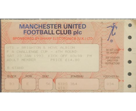 1992-93 MANCHESTER UNITED V BRIGHTON FA CUP TICKET
Ref MS
