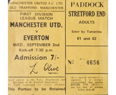 1970-71 MANCHESTER UNITED V EVERTON TICKET
Slight corner fold
Ref KJ
