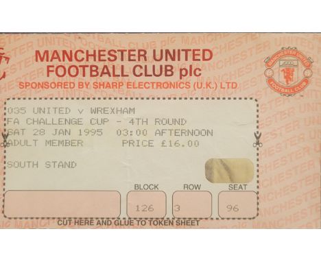 1995-96 MANCHESTER UNITED V WREXHAM FA CUP TICKET
Slight fold
Ref MS