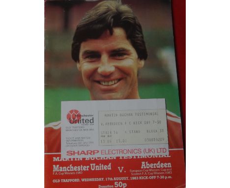 1983 MANCHESTER UNITED V ABERDEEN MARTIN BUCHAN TESTIMONIAL PROGRAMME &amp; TICKET
Ref W23