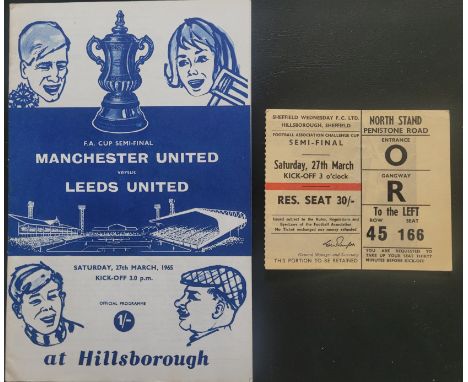 1965 FA CUP SEMI-FINAL LEEDS UNITED V MANCHESTER UNITED PROGRAMME &amp; TICKET&nbsp;
Ticket - slight fold
Ref SM