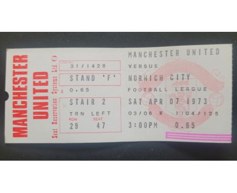 1972-73 MANCHESTER UNITED V NORWICH CITY TICKET
Ref SM