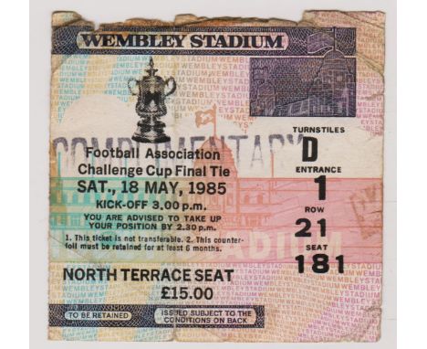1985 F.A. CUP FINAL EVERTON V MANCHESTER UNITED TICKET
Tatty.
Ref. TM.