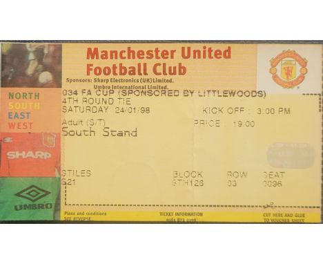 1997-98 MANCHESTER UNITED V WALSALL FA CUP TICKET
Slight fold
Ref MS