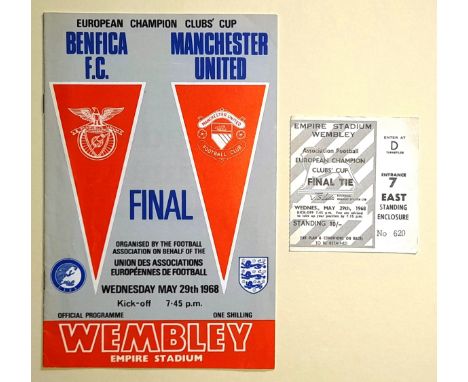 1968 EUROPEAN CUP FINAL BENFICA V MANCHESTER UNITED PROGRAMME &amp; TICKET
Manchester United v Benfica 1968 European Cup Fina